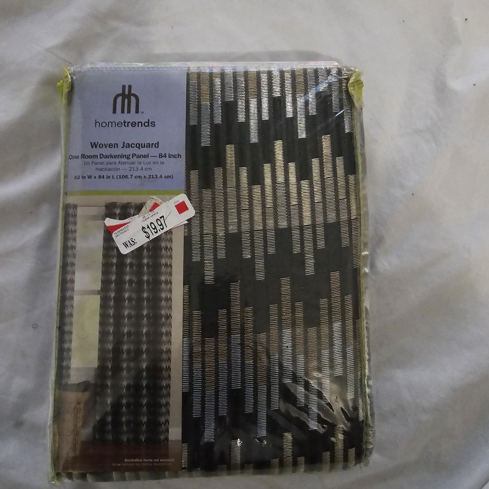 HomeTrends Black and Gray Woven Jacquard One Room Darkening Panel
